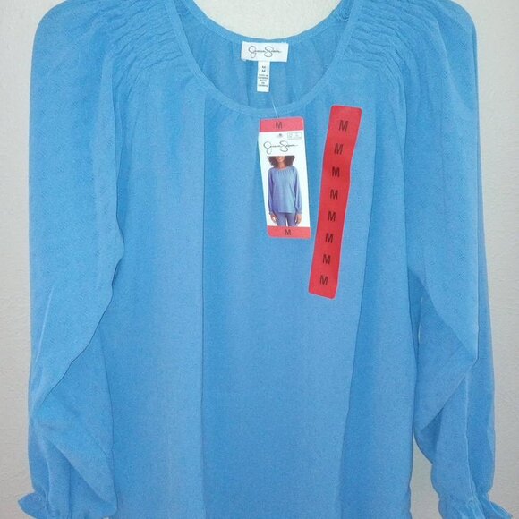 Jessica Simpson Women's Size Medium Blue Long Sleeve Blouse Top NWT - Picture 2 of 5